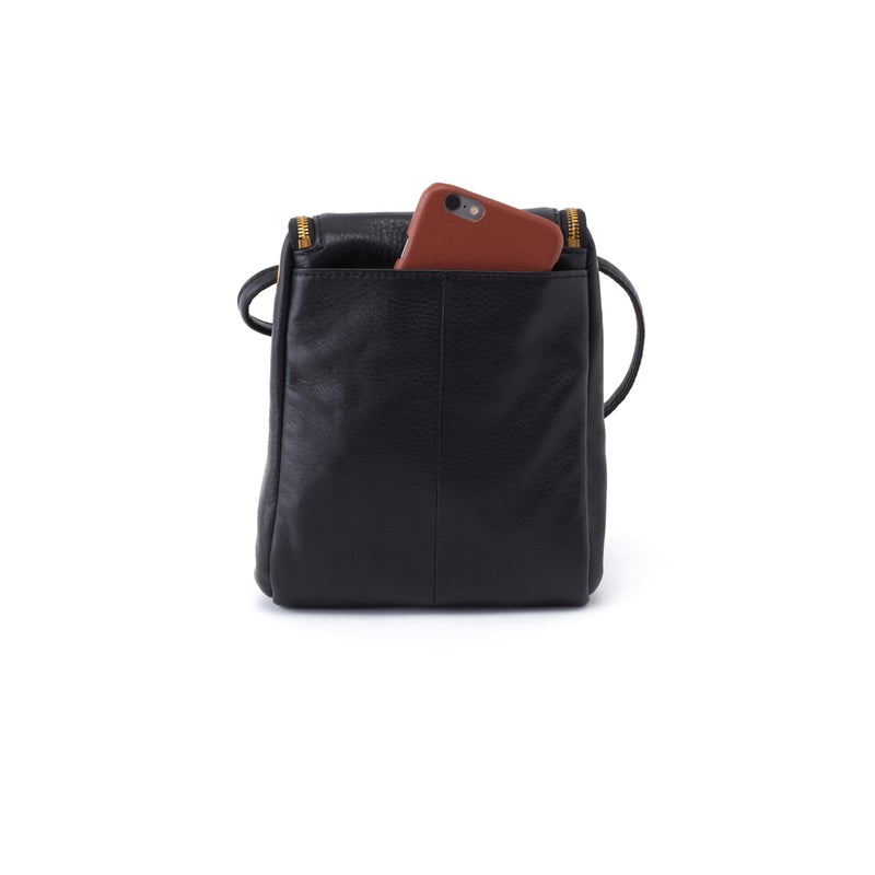 HOBO Fern Leather Crossbody Purse with Adjustable Strap, Exterior Slip Pocket, Double Zip Closure - Perfect for Travel, Black - Image 2